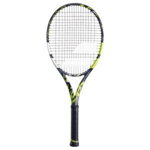 Raqueta de tenis Babolat Pure Aero 2023 color negro con detalles en amarillo