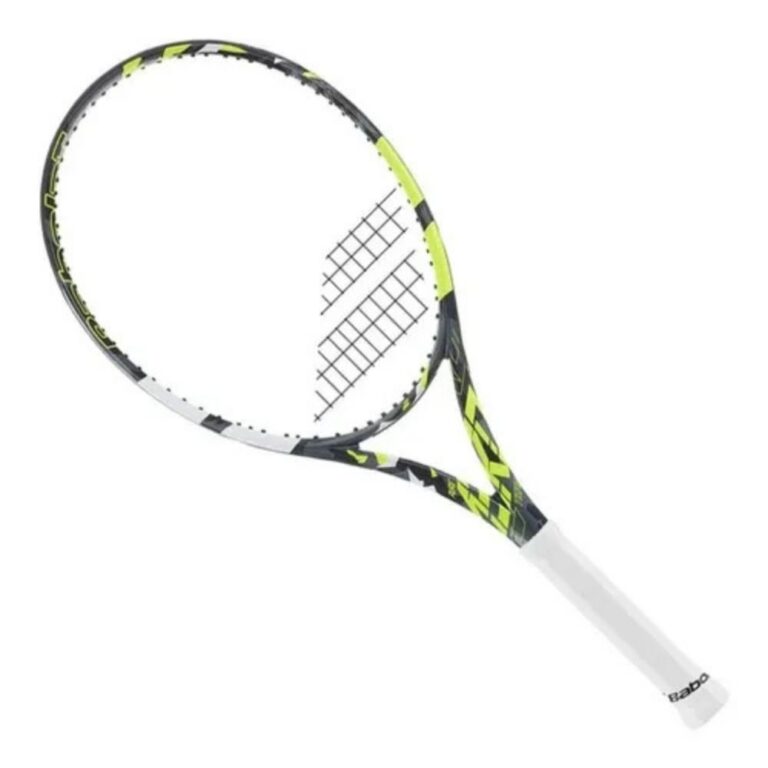 Raqueta de tenis Babolat Pure Aero Team 2023 color negro con detalles en amarillo y blanco