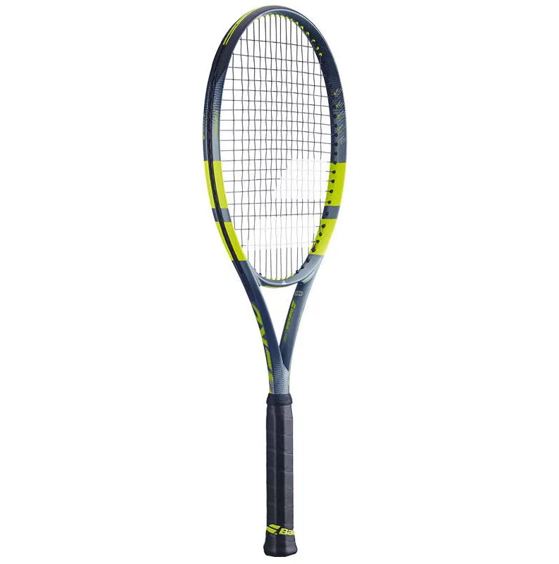 Raqueta de tenis Babolat Pure Aero Lite Gen 9 color gris con detalles en verde , imagen completa de perfil